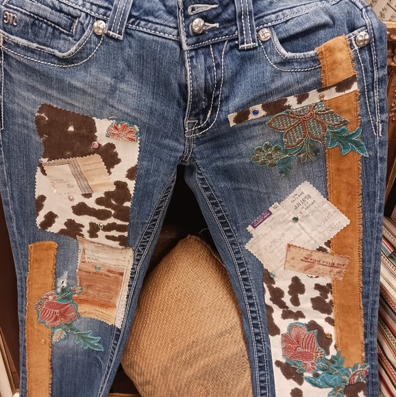 Boho Hippie Repurposed Jeans. - Picture 2 of 16